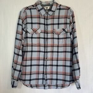 Vissla Mens Plaid Flannel‎ Button Up Shirt - Long Sleeve 100% Cotton Medium